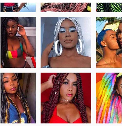 Mulher negra com tranças box braid estilo afro cultura black